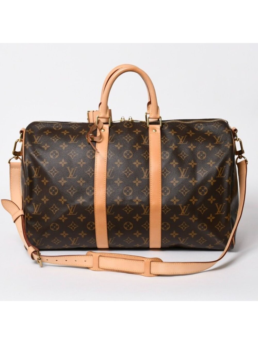 Louis Vuitton Boston Bag Keepall Bandouliere 45 Monogram Brown Gold